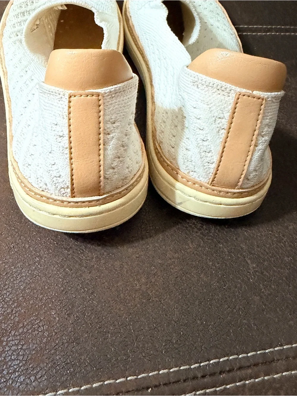 UGG Men's Cream/Tan Perforated Knit Slip-On Loafers size 11
